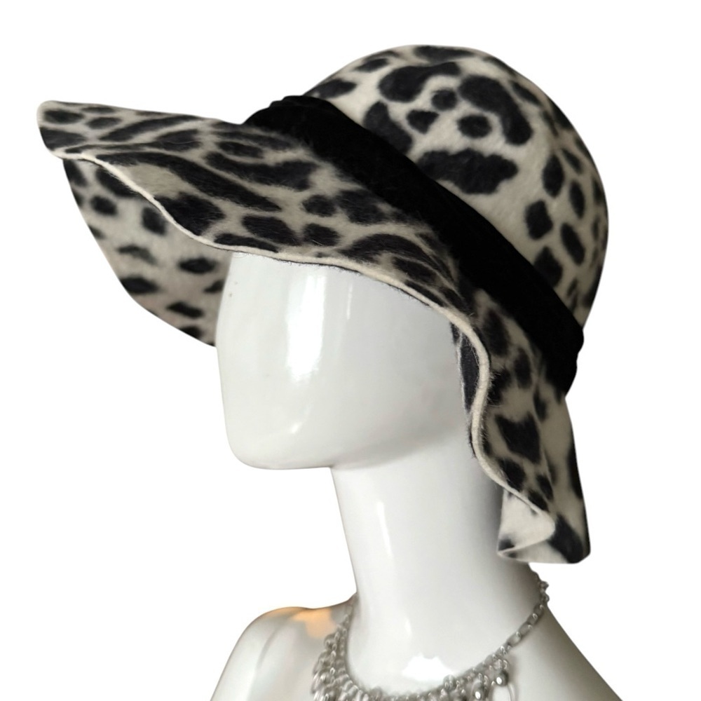 Vintage Animal Print Rabbit Hair Floppy Hat